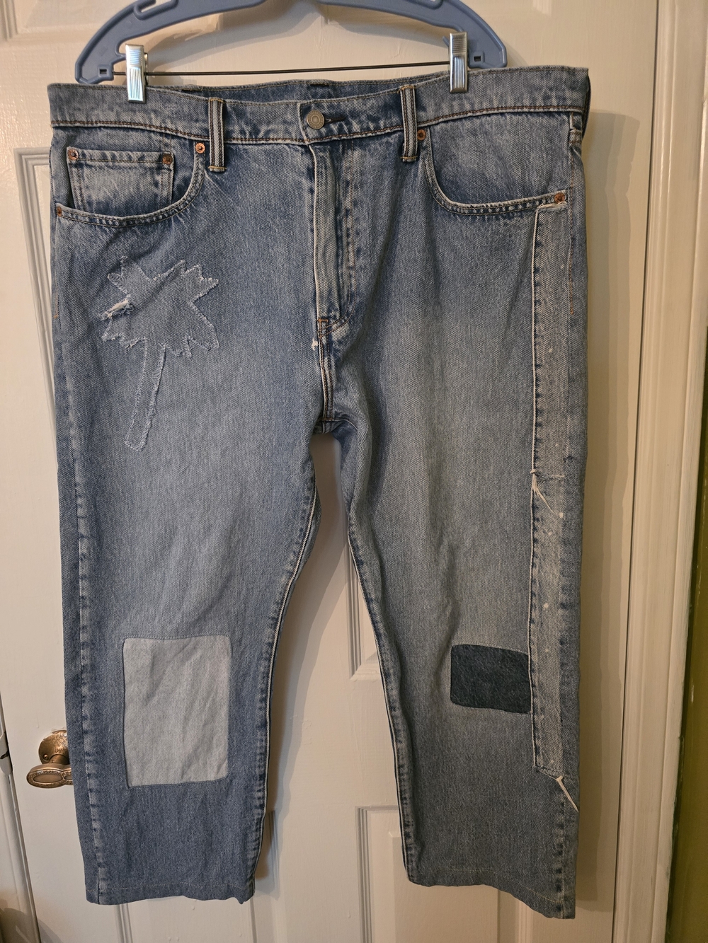 Levi's Men's Blue Patchwork Straight Jeans